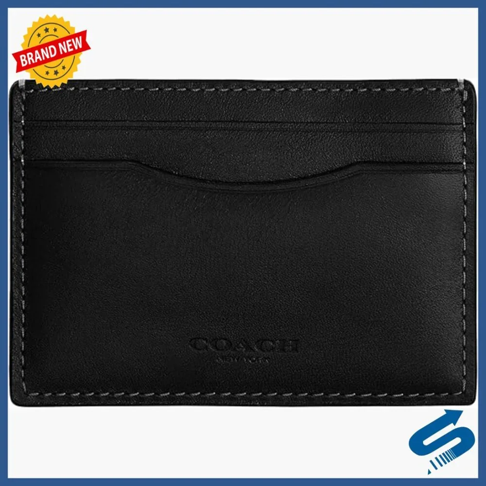 Leather Money Clip Card Case with 3 Slots and Pocket